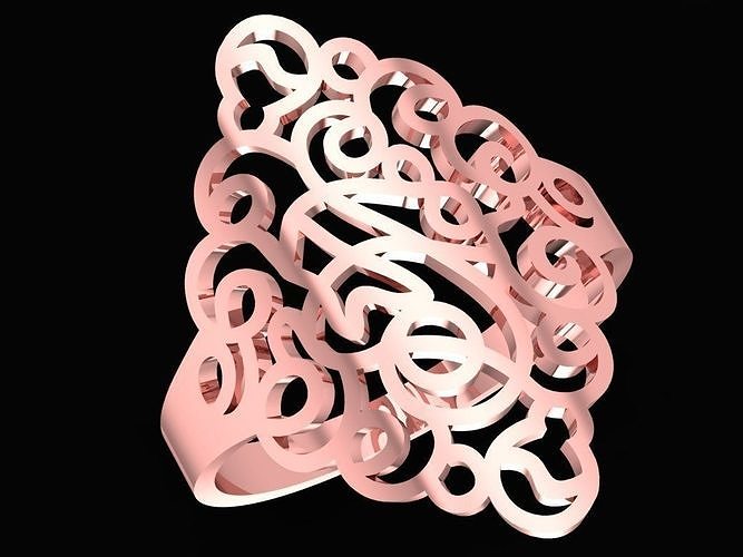 ladies  texture  ring 2817 3D print model
