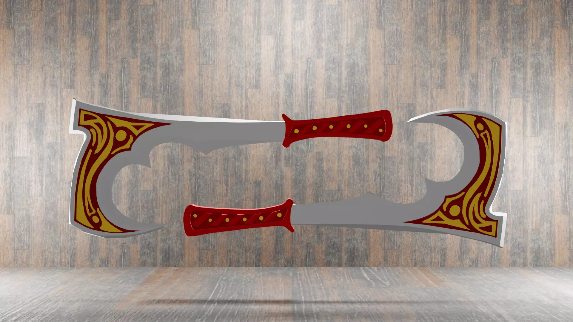 Combat Axes From Shadow Fight 2 - Harrier Hooks Low-poly 3D model