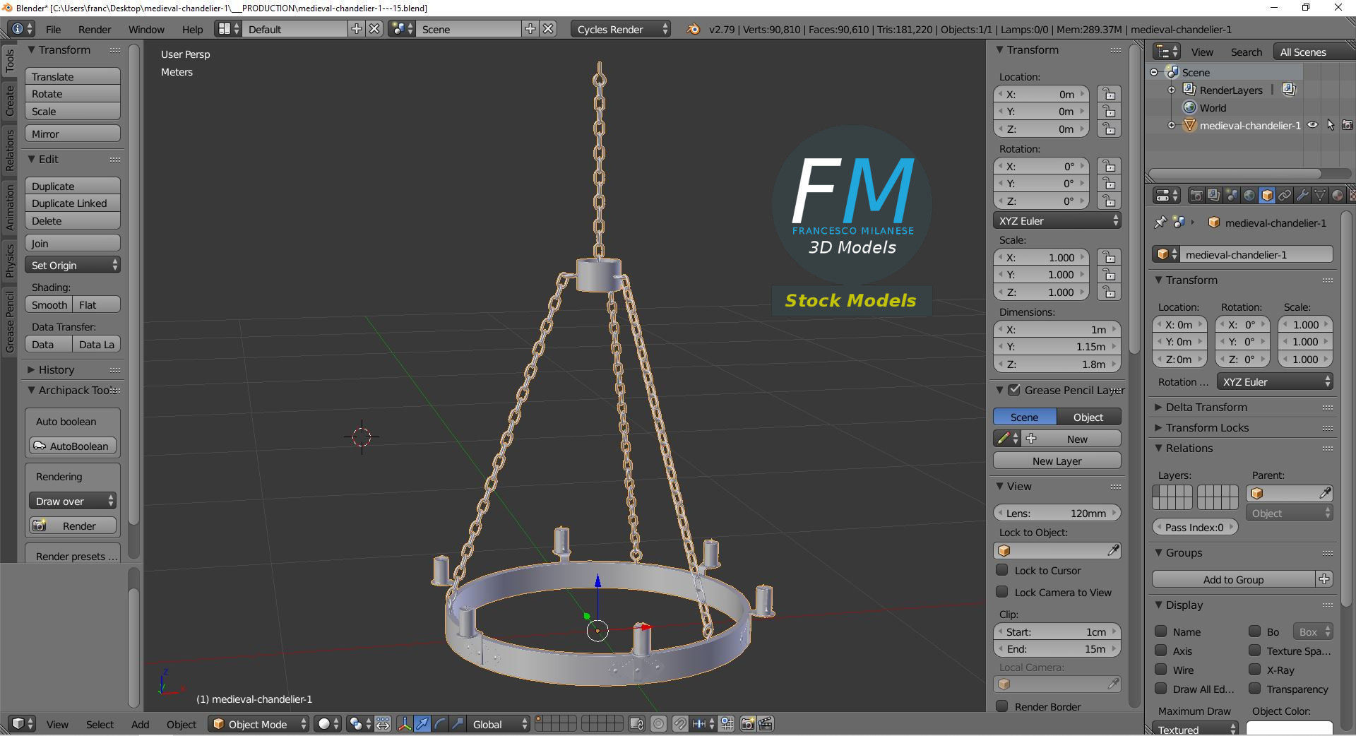 Medieval chandelier 1 3D model_9