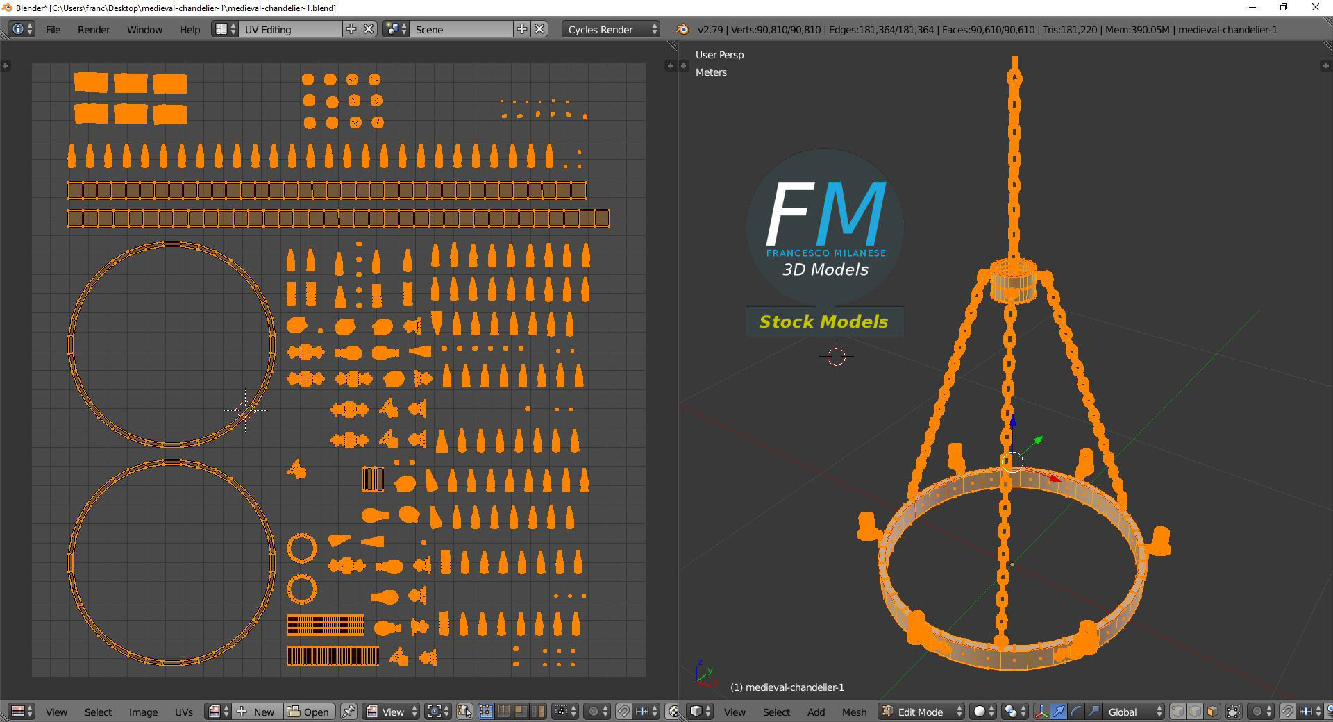 Medieval chandelier 1 3D model_10