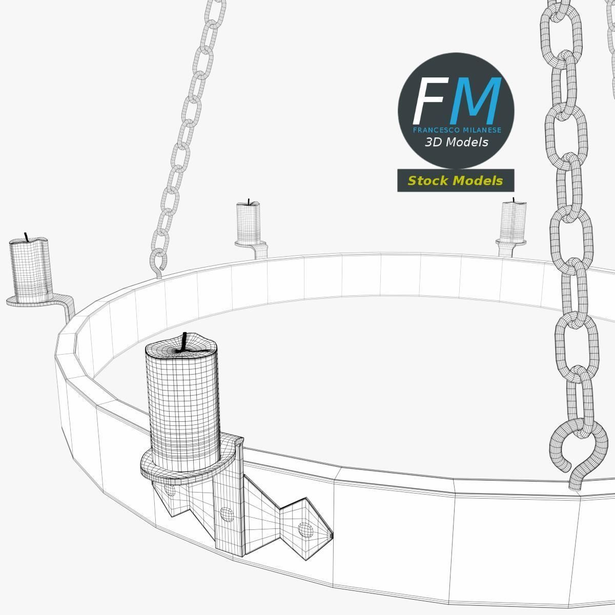 Medieval chandelier 1 3D model_7