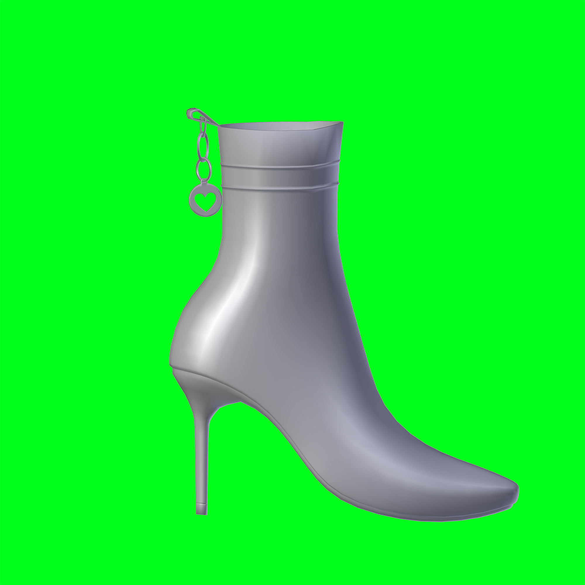 High heels winter boots  Low-poly 3D model_1