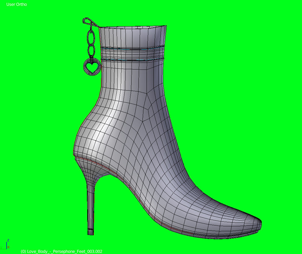 High heels winter boots  Low-poly 3D model_2