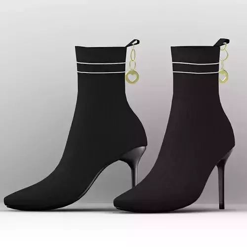 High heels winter boots  Low-poly 3D model