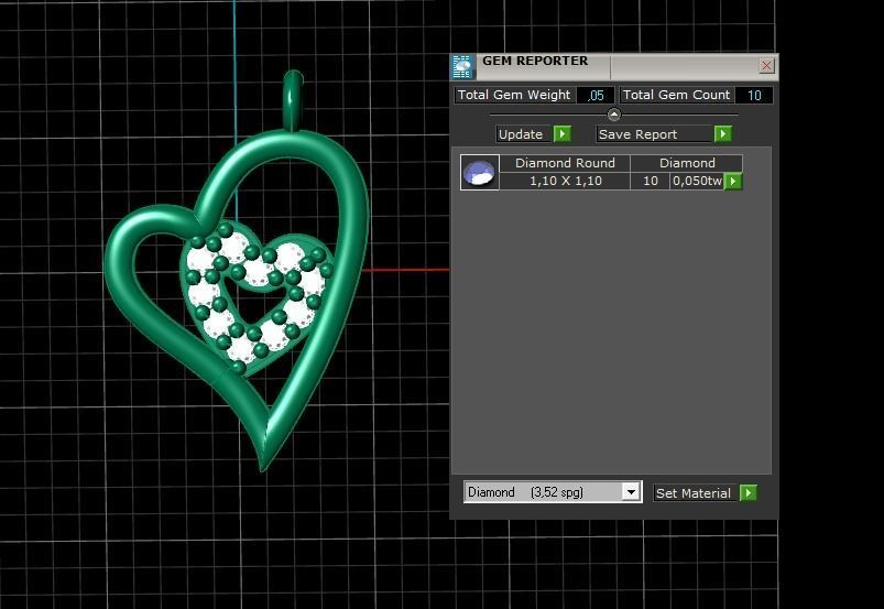  Heart Stone Pendant 3D print model_2