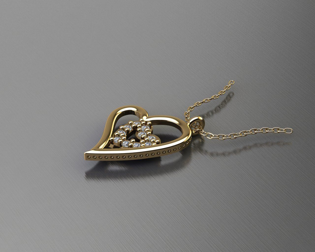  Heart Stone Pendant 3D print model_1