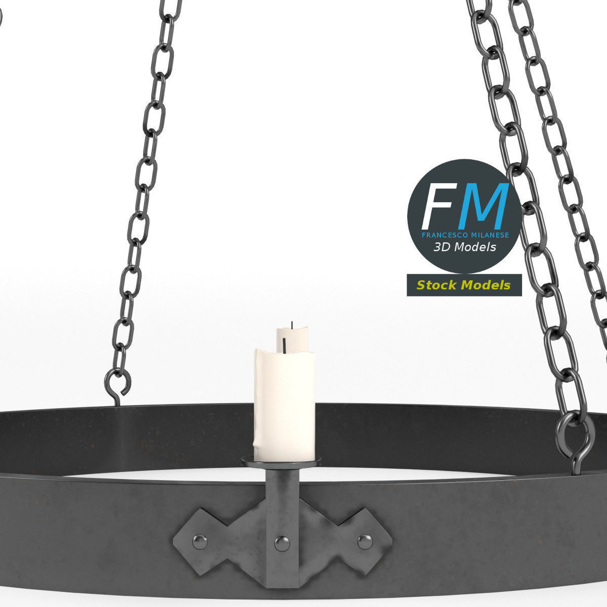 Medieval chandelier 2 3D model_4