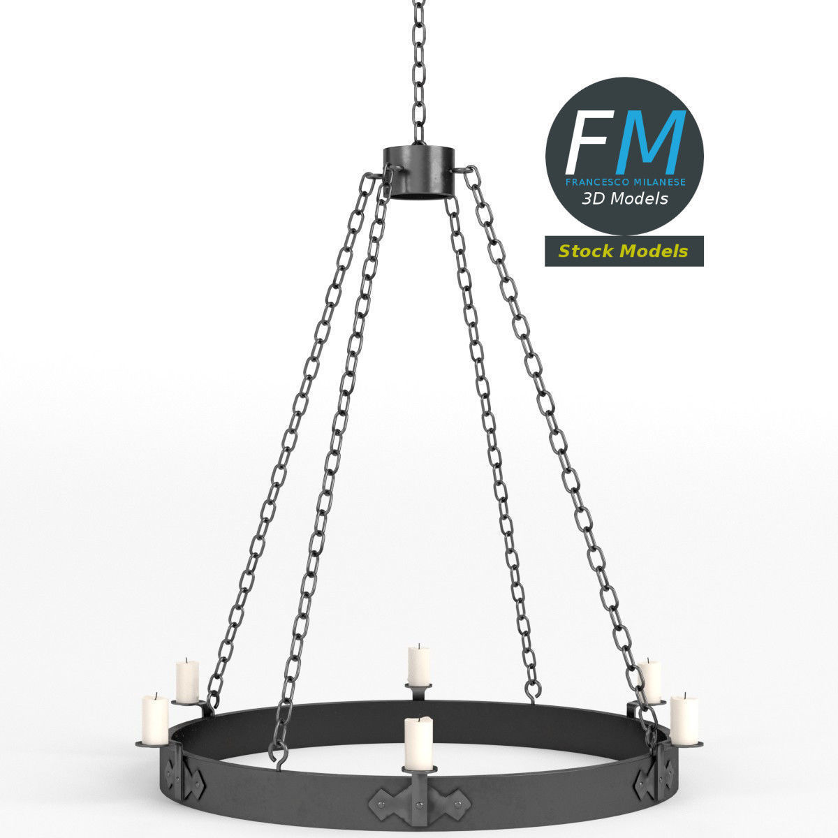 Medieval chandelier 2 3D model_3