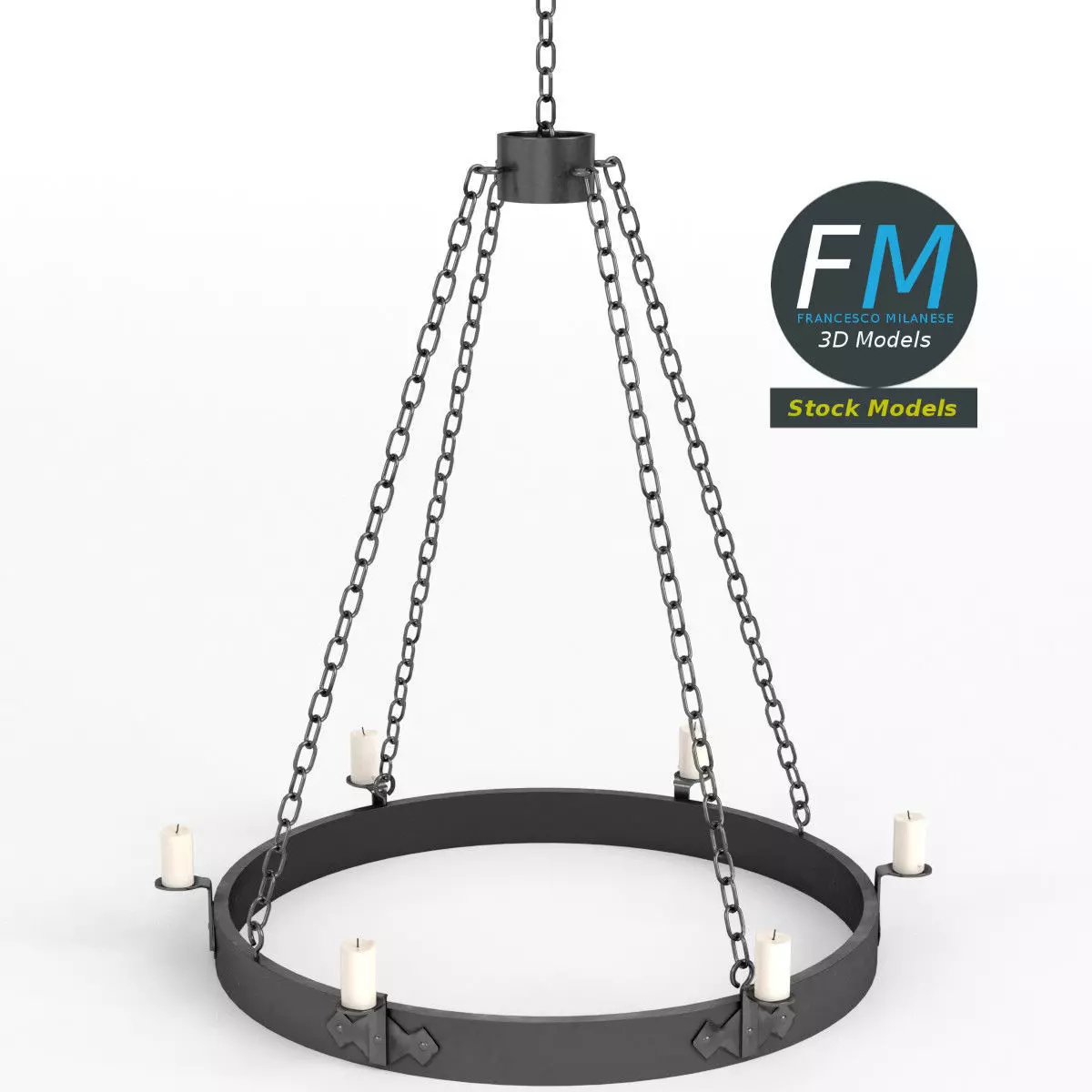 Medieval chandelier 2 3D model_0