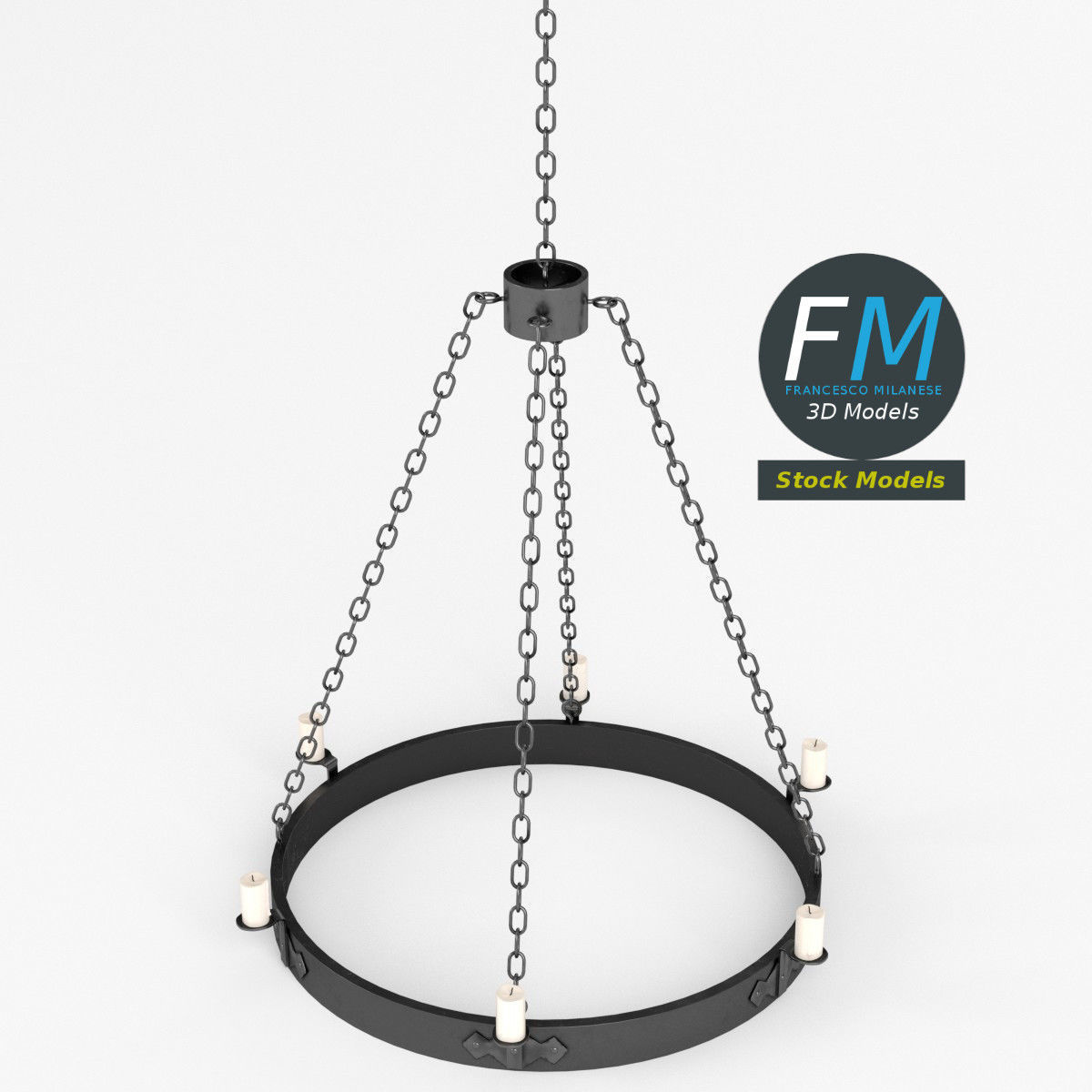 Medieval chandelier 2 3D model_2
