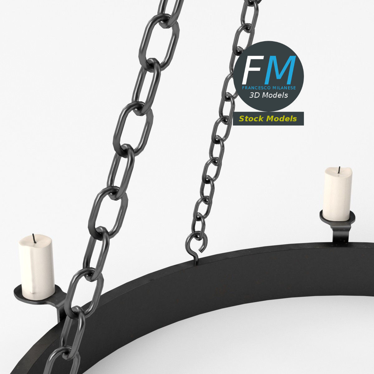 Medieval chandelier 2 3D model_5