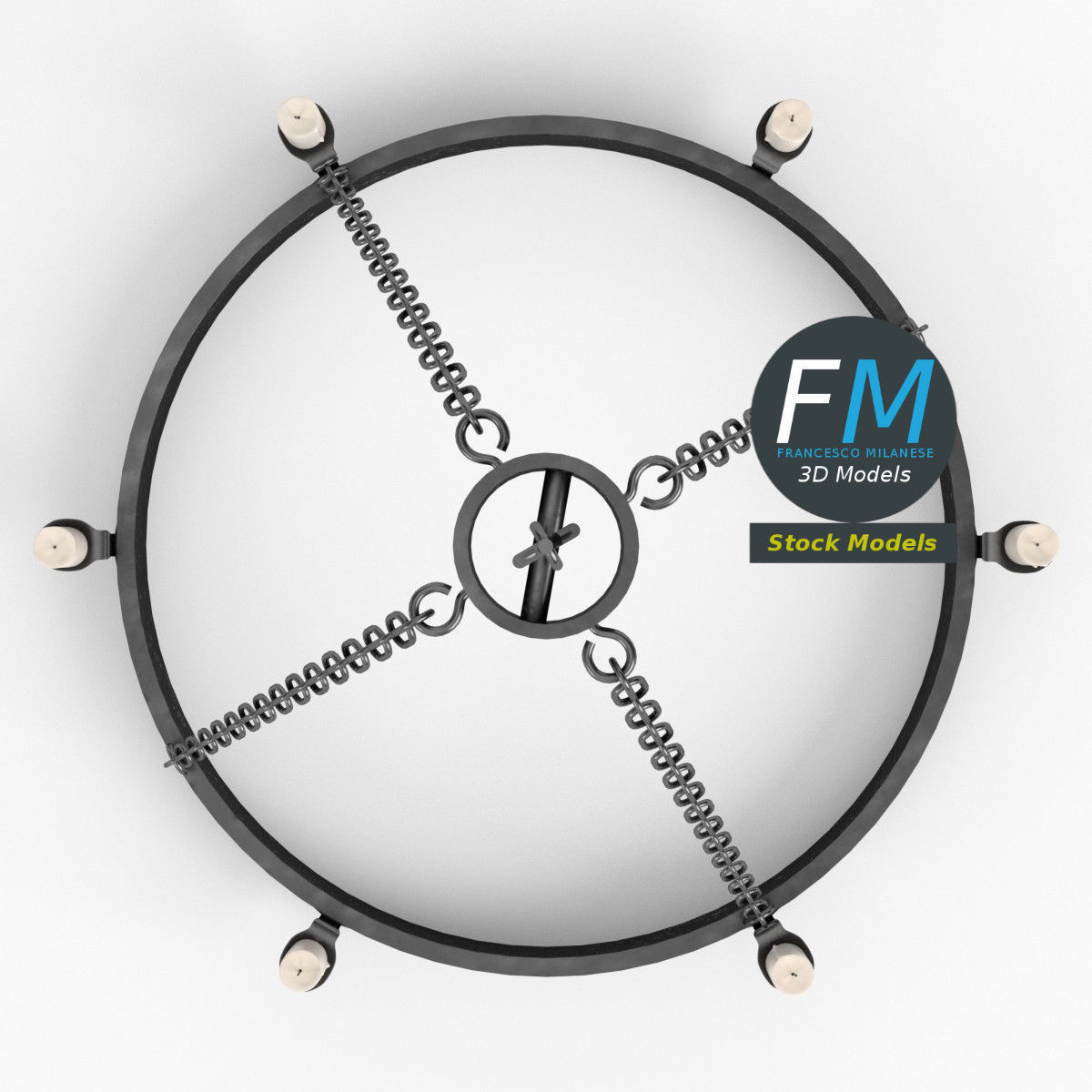 Medieval chandelier 2 3D model_6