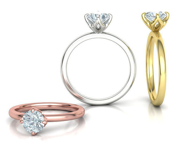 Solitaire 1ct Engagement Ring 4claw design 3dmodel 3D print model