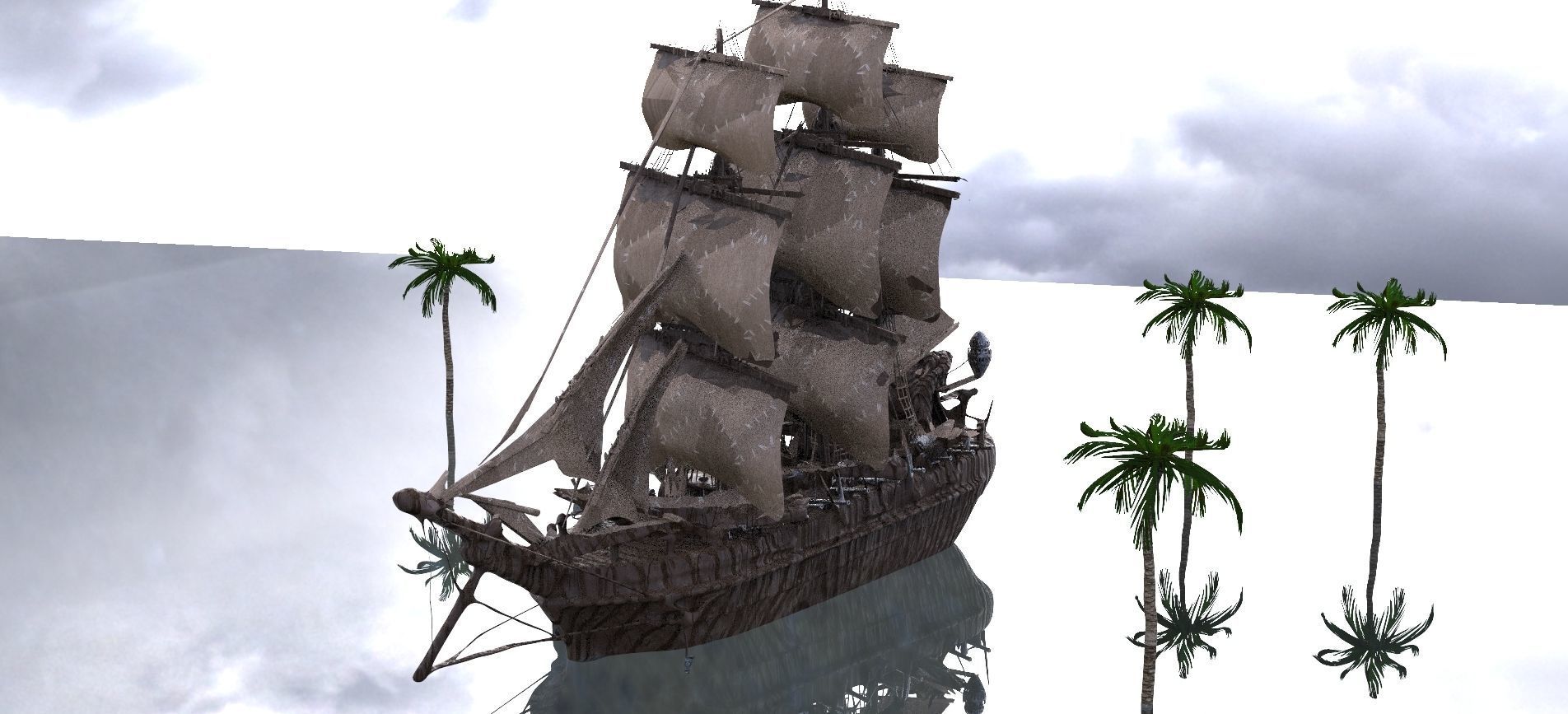 Ancient pirate Port Tortuga Kit bash  3D model_2