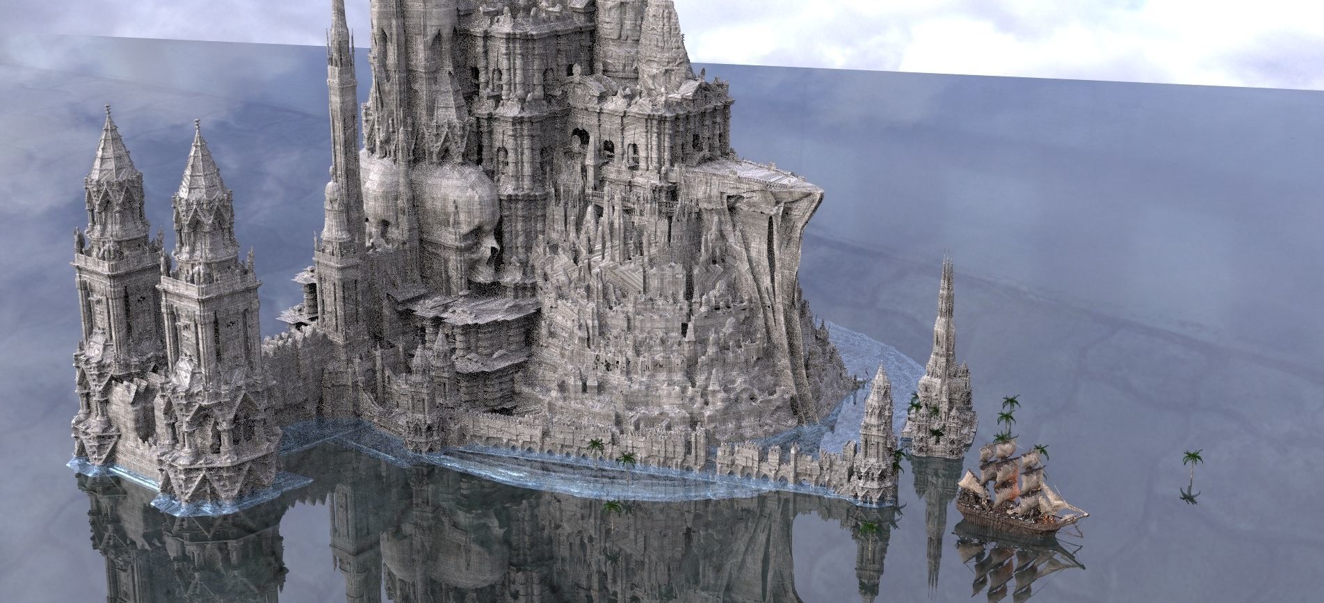 Ancient pirate Port Tortuga Kit bash  3D model_1
