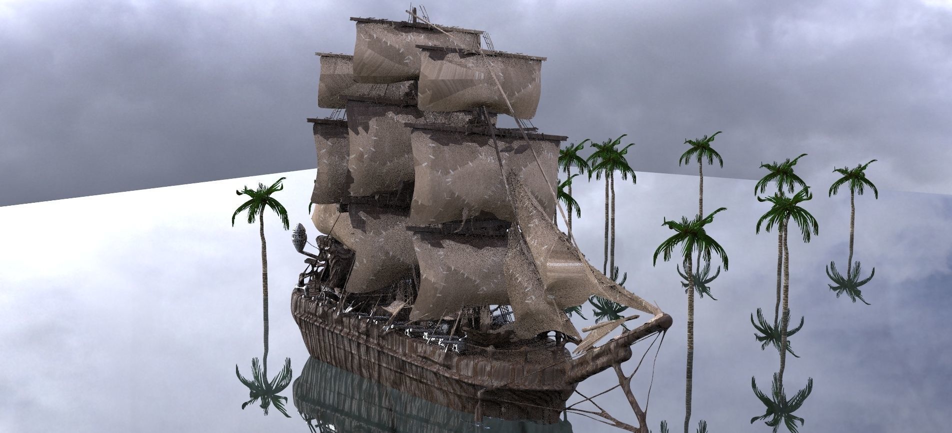 Ancient pirate Port Tortuga Kit bash  3D model_3