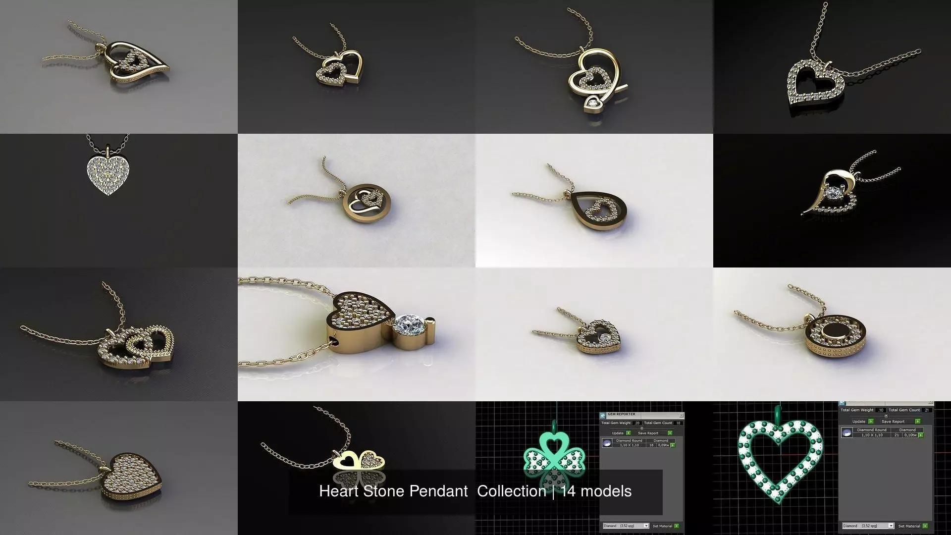 Heart Stone 14  Pendant  Collection _0