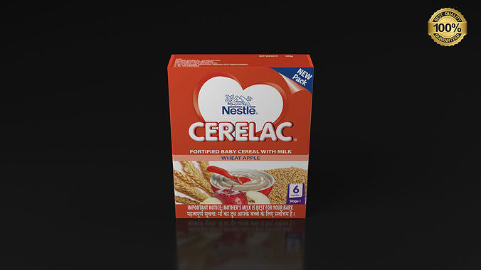 Nestle Wheat Apple stage-1 Cereal Box 3D model carton packaging 3D model