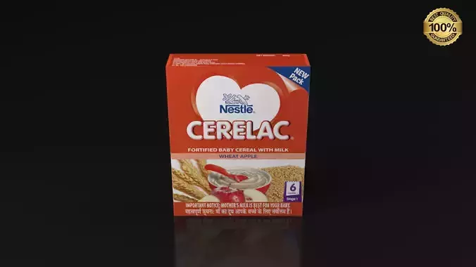 Nestle Wheat Apple stage-1 Cereal Box 3D model carton packaging 3D model