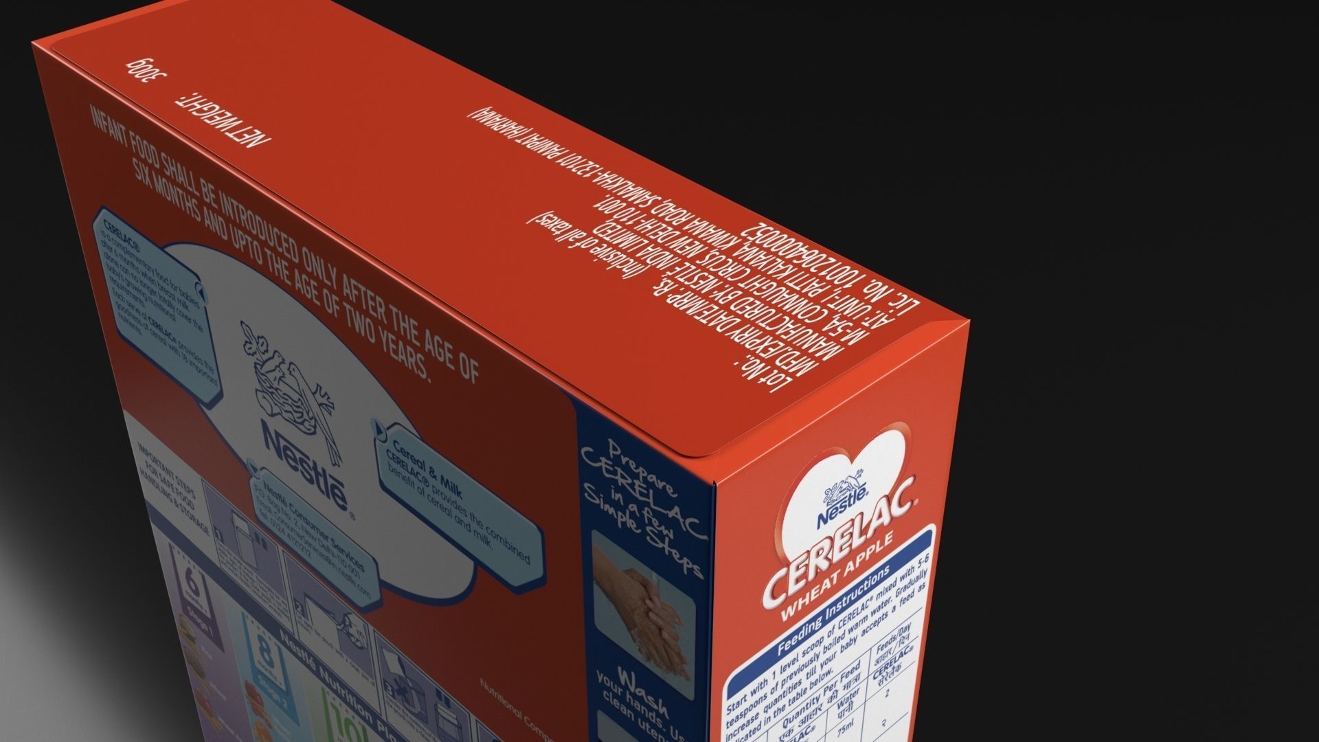 Nestle Wheat Apple stage-1 Cereal Box 3D model carton packaging 3D model_6