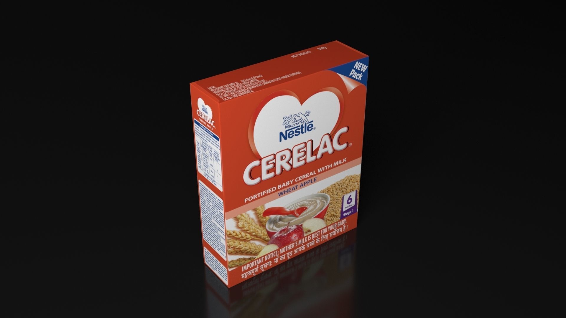 Nestle Wheat Apple stage-1 Cereal Box 3D model carton packaging 3D model_2