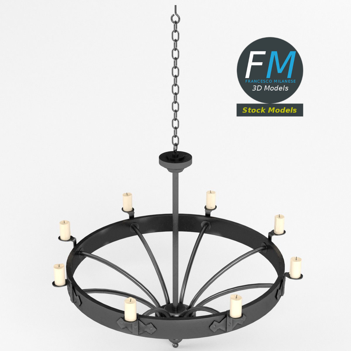 Medieval chandelier 3 3D model_2