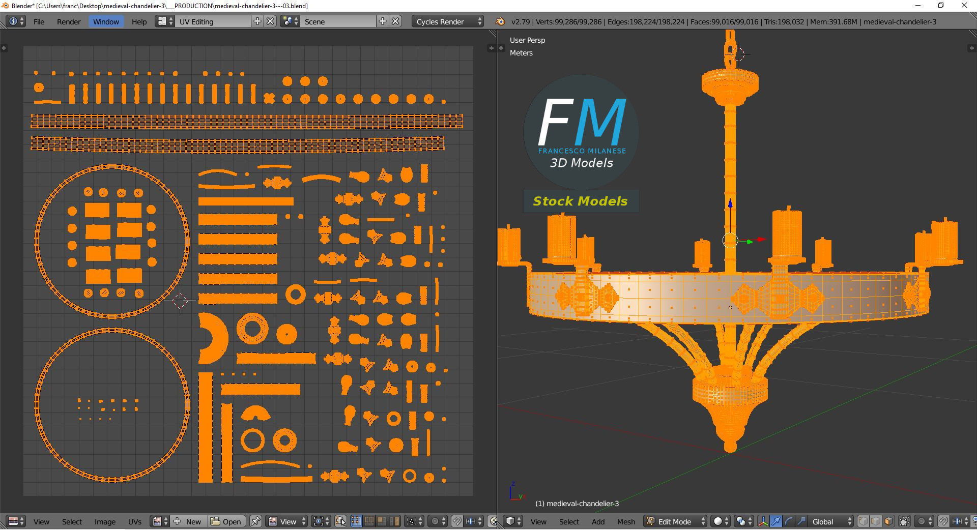 Medieval chandelier 3 3D model_10