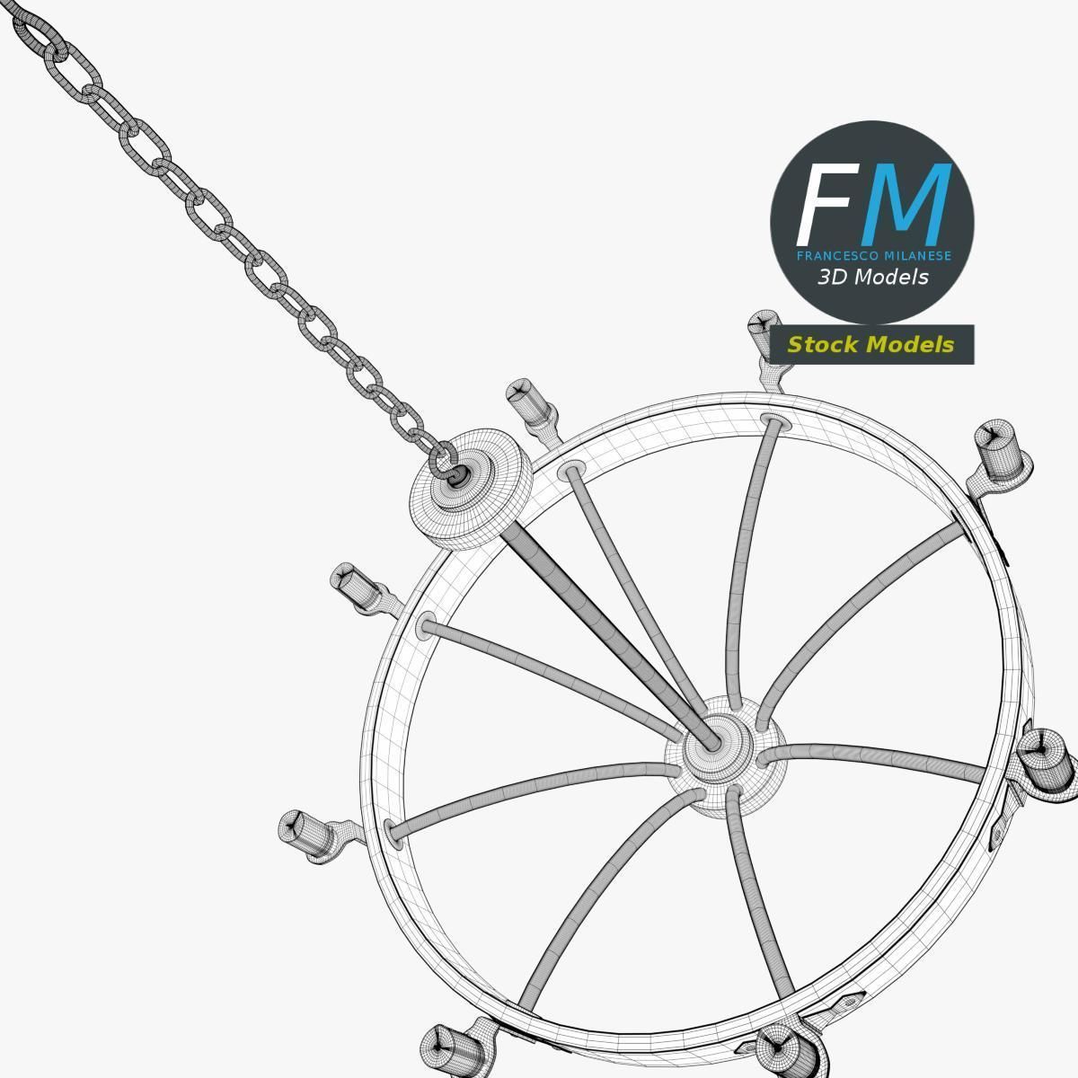 Medieval chandelier 3 3D model_8