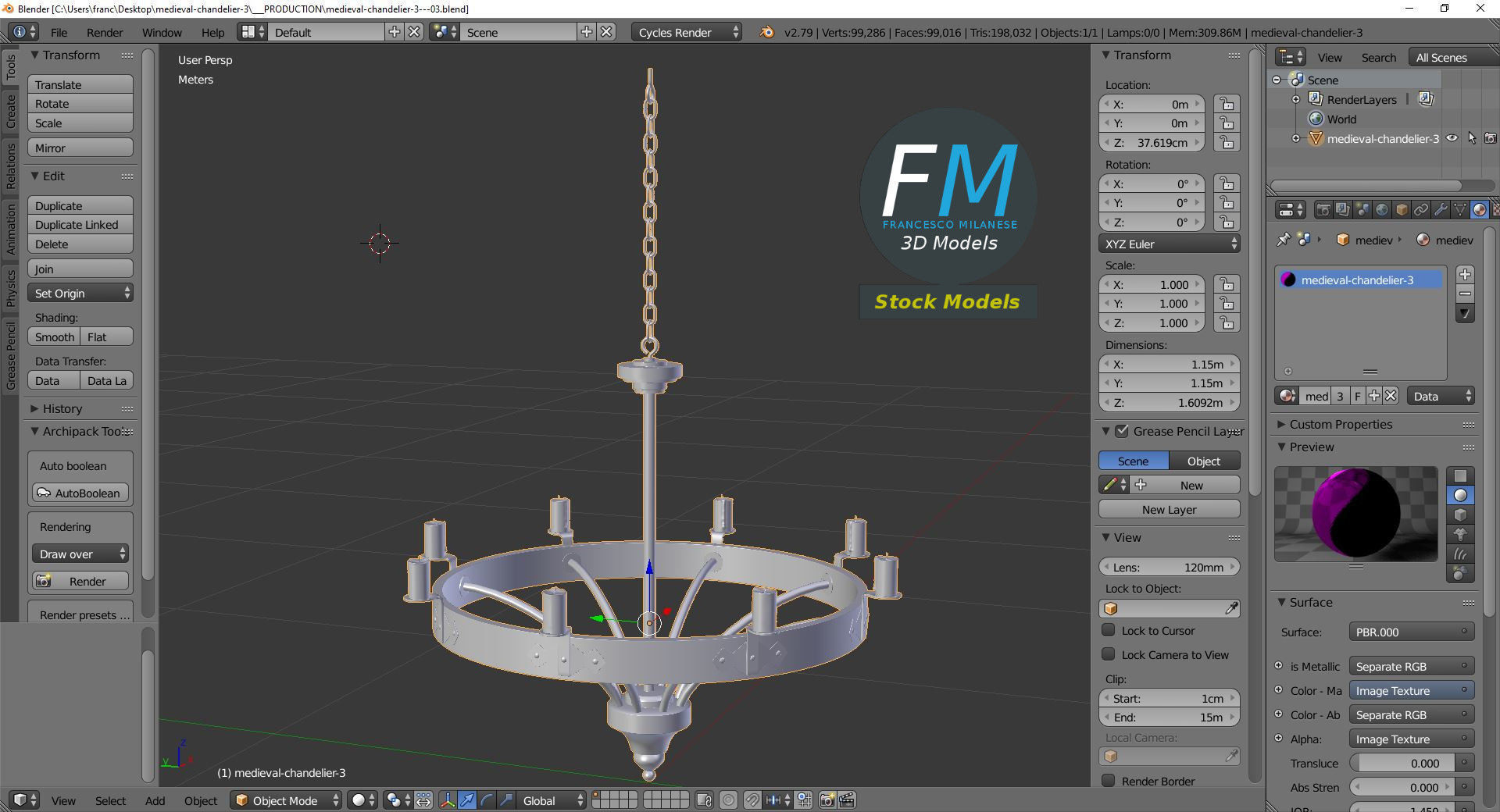 Medieval chandelier 3 3D model_9