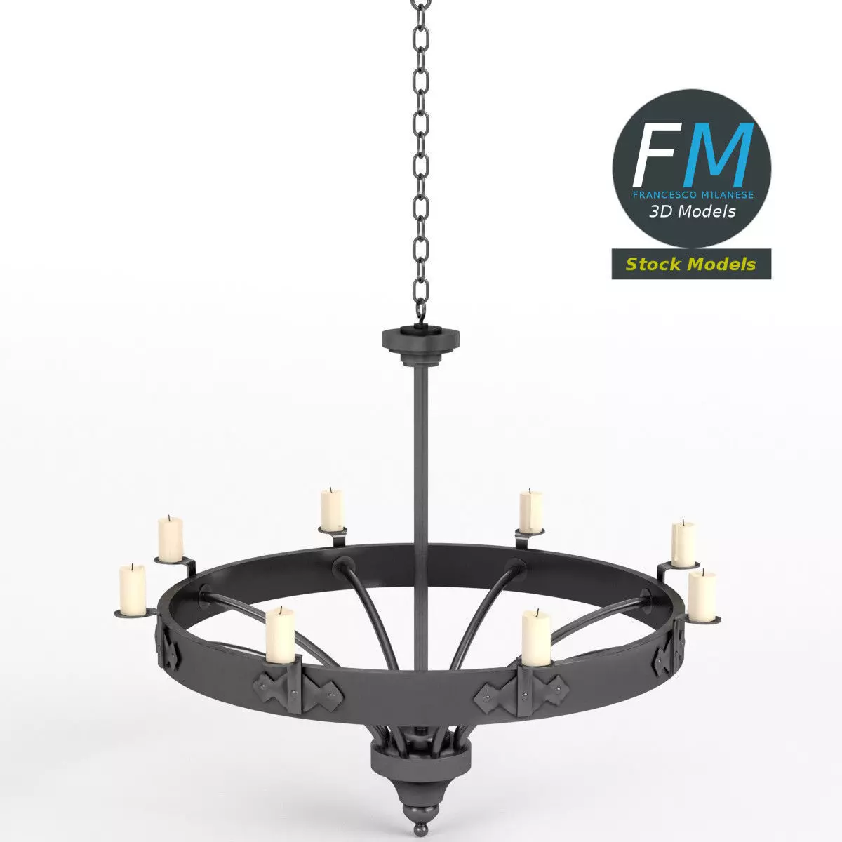 Medieval chandelier 3 3D model_0