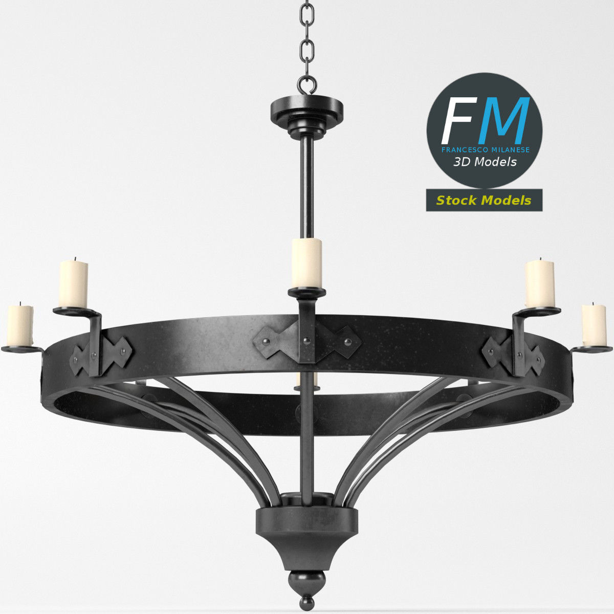 Medieval chandelier 3 3D model_5