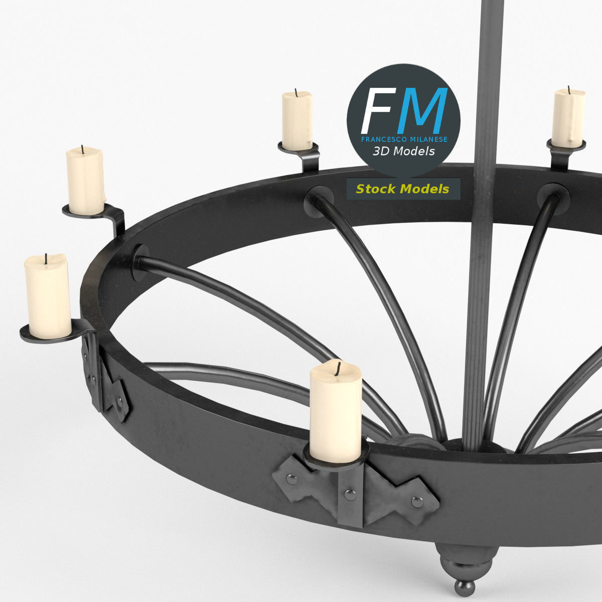 Medieval chandelier 3 3D model_4