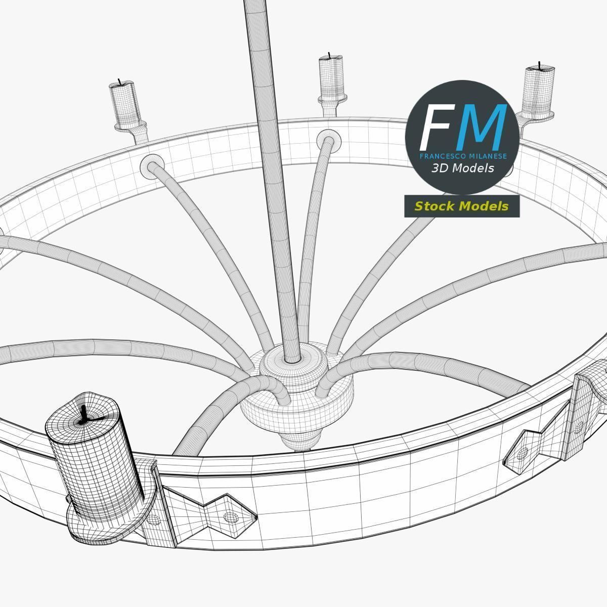 Medieval chandelier 3 3D model_7