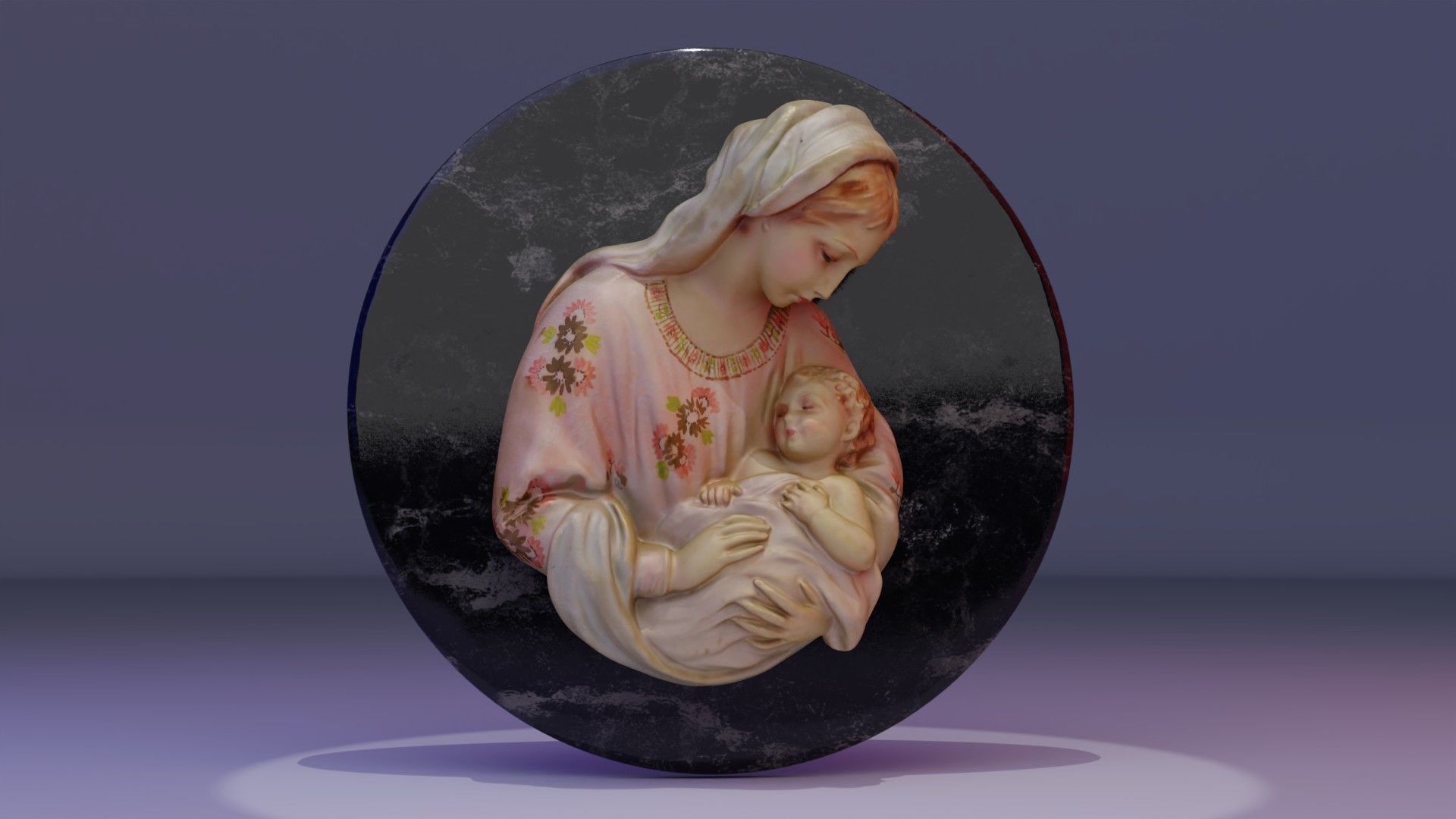 Mary with baby Jesus high-poly 3D model_1