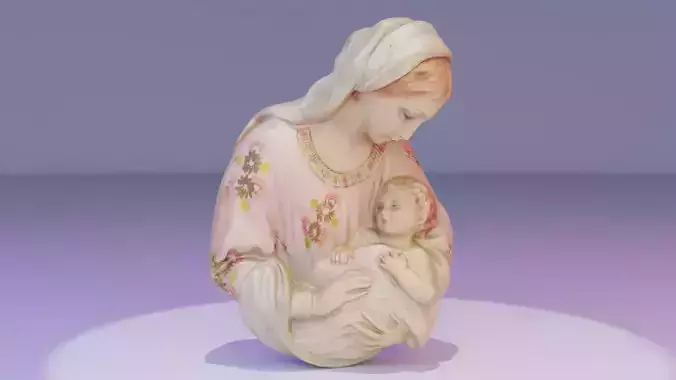 Mary with baby Jesus high-poly