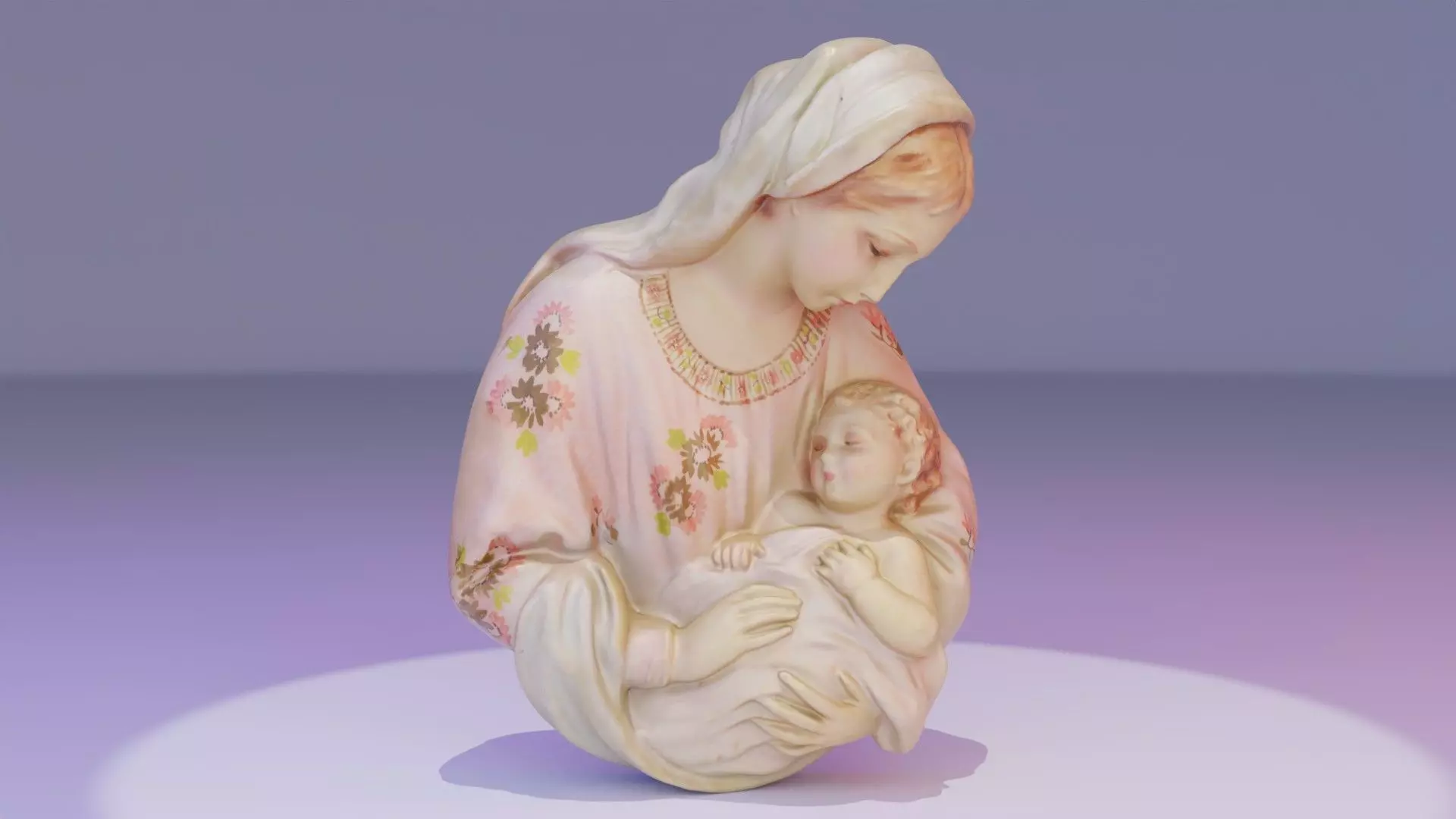 Mary with baby Jesus high-poly 3D model_0