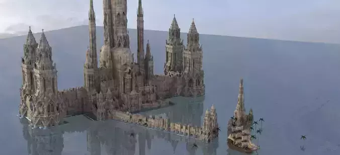 Pirate Ruins Port Town 3D model