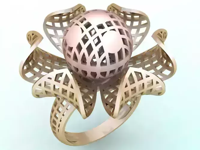  Mesh flower ring - Italian rings - Womens Rings - N6791