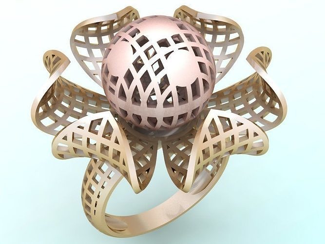  Mesh flower ring - Italian rings - Womens Rings - N6791 3D print model