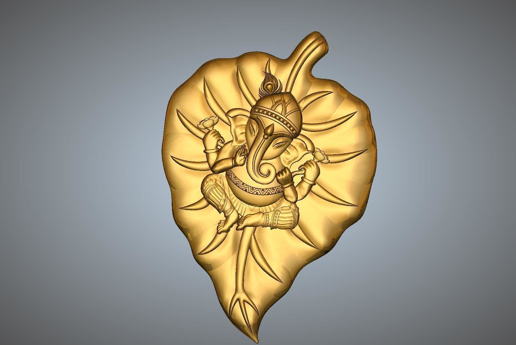 Ganesha in form of leaf 3D print model_5
