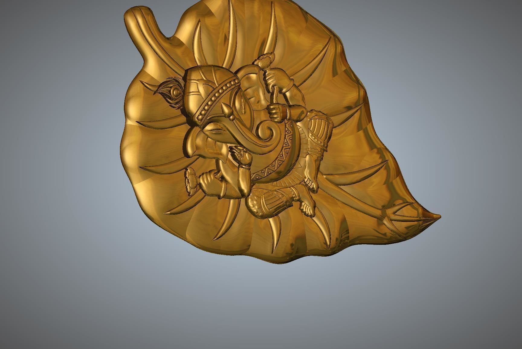 Ganesha in form of leaf 3D print model_4