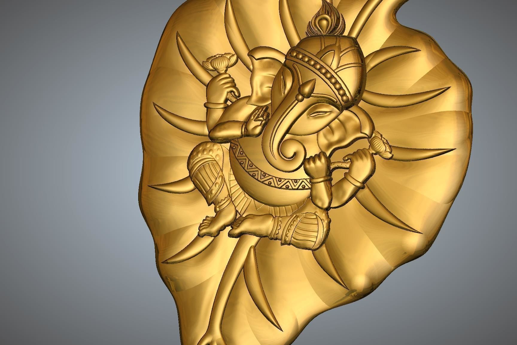 Ganesha in form of leaf 3D print model_2