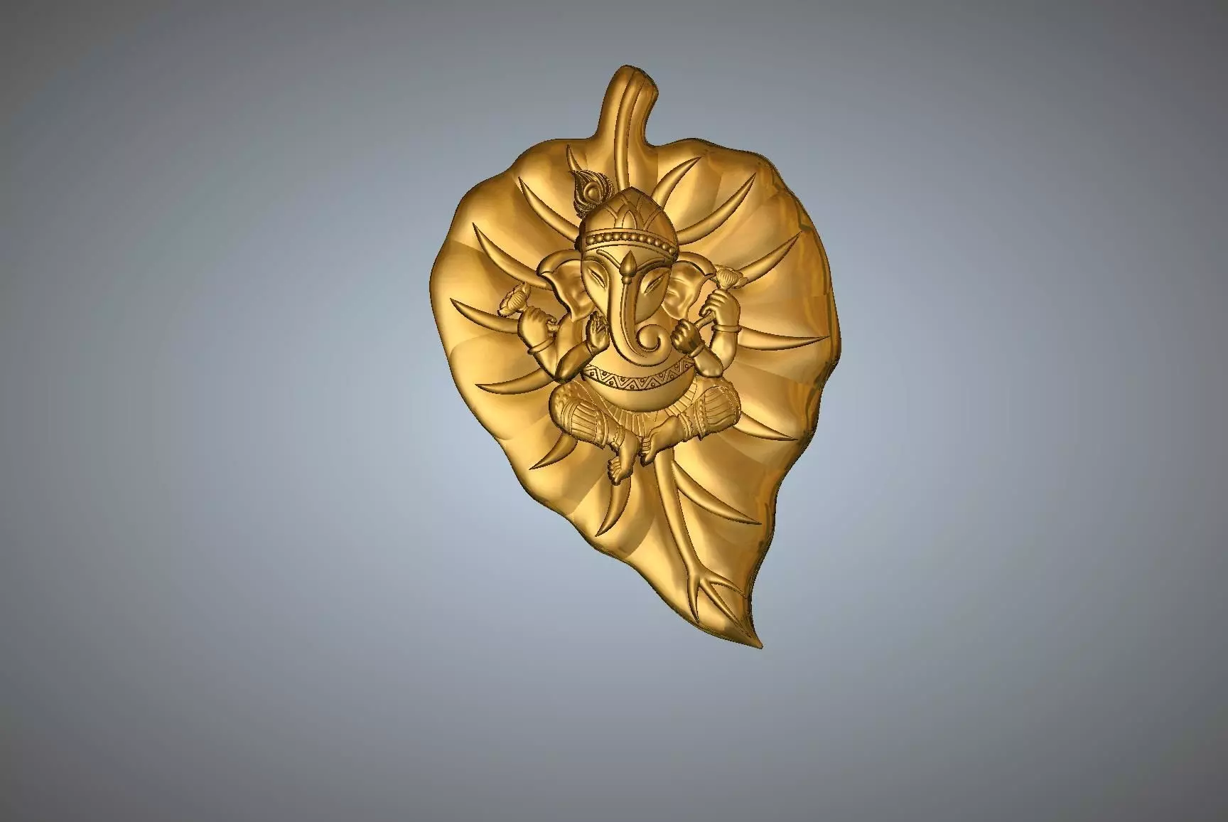 Ganesha in form of leaf 3D print model_0