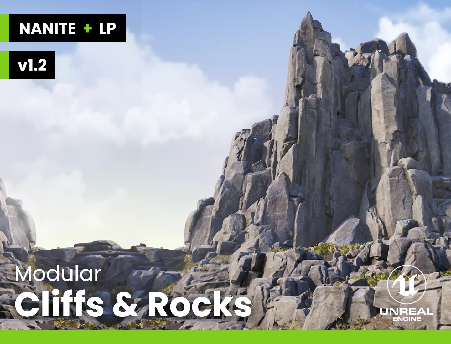 Modular Realistic Looking Cliffs and Rocks UE Low-poly 3D model_0