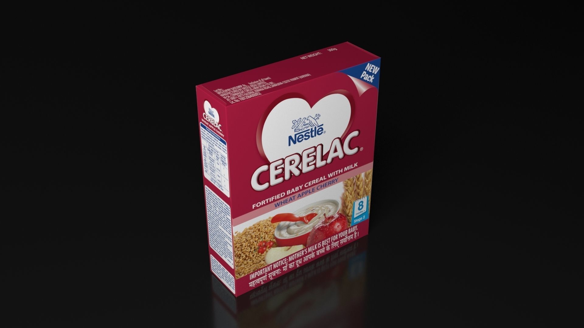 Nestle APPLE CHERRY STG-2 Cereal Box 3D model carton packaging 3D model_2