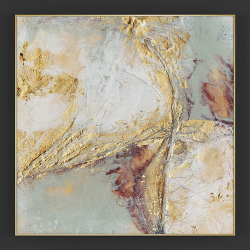 Pictures254 abstract painting in gold Low-poly 3D model