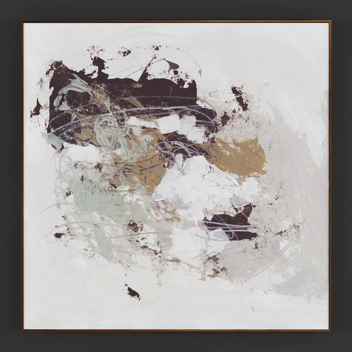 Pictures254 abstract painting in gold Low-poly 3D model_2