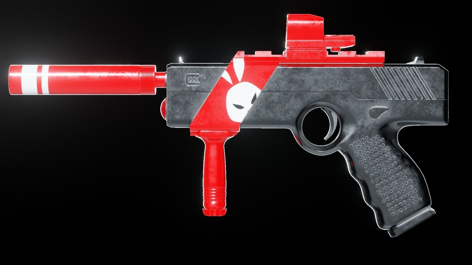 Glock A-152 energy pistol  Low-poly 3D model_2