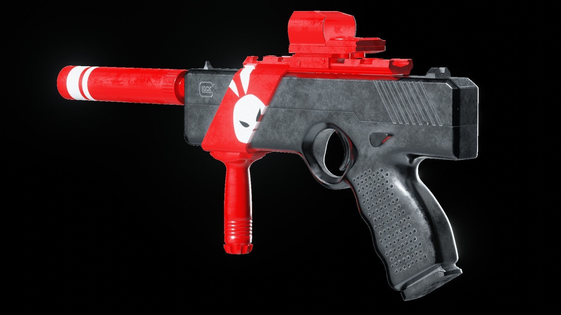 Glock A-152 energy pistol  Low-poly 3D model_5