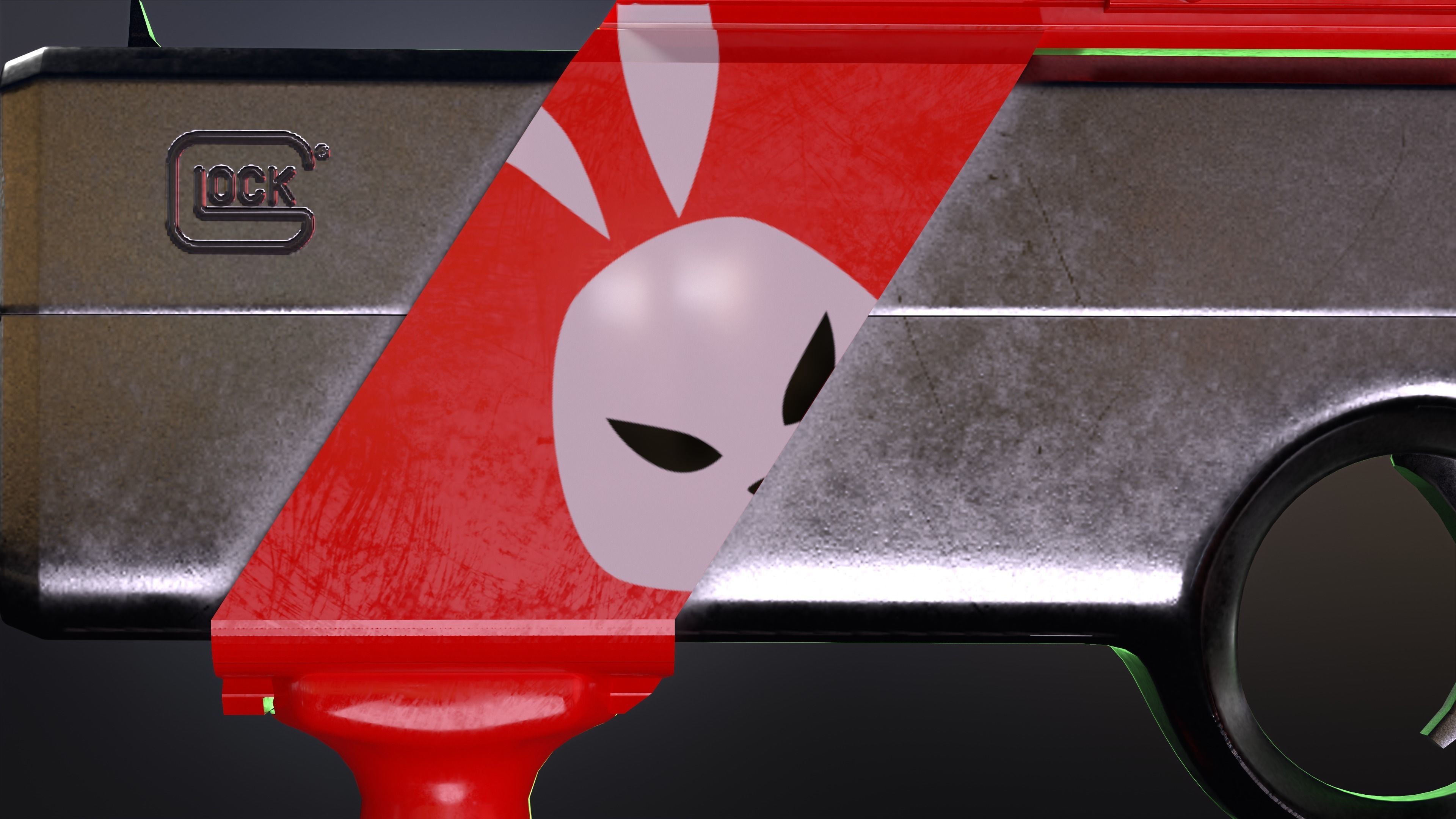 Glock A-152 energy pistol  Low-poly 3D model_9